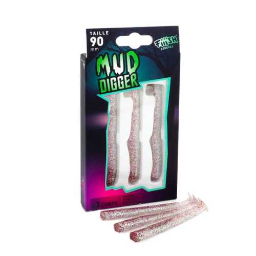 Fiiish Mud Digger MD1144 3 Adet Gövde - Purple Glitter UV SİLİKON YEM FIIISH