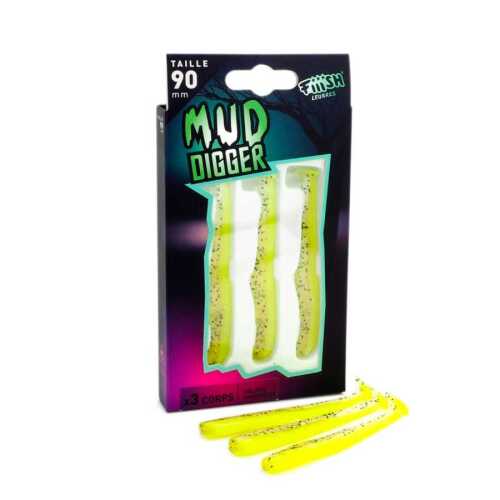 Fiiish Mud Digger MD1143 3 Adet Gövde - Chartreuse SİLİKON YEM FIIISH